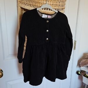 Zara Baby Black Waffle Texture Dress With Snap Buttons And Pockets